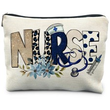 Trendy Floral Nurse Makeup Bag, Nurses Week Gifts Cosmetic Bags for Women, Nu...