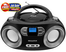 Portable CD Player Boombox with FM Radio, Bluetooth, USB Port, Black