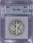 1921 Walking Liberty Half Dollar 50C ICG AG3