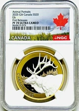 2025 $20 CANADA 1 OZ SILVER PROOF GILT ANIMAL PORTRAITS ELK NGC PF70 UCAM - FR