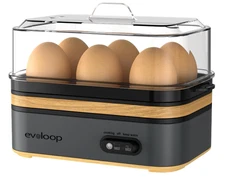 Rapid Egg Cooker Electric 6 Eggs Capacity, Soft, Medium, Hard Boiled, Poacher, O