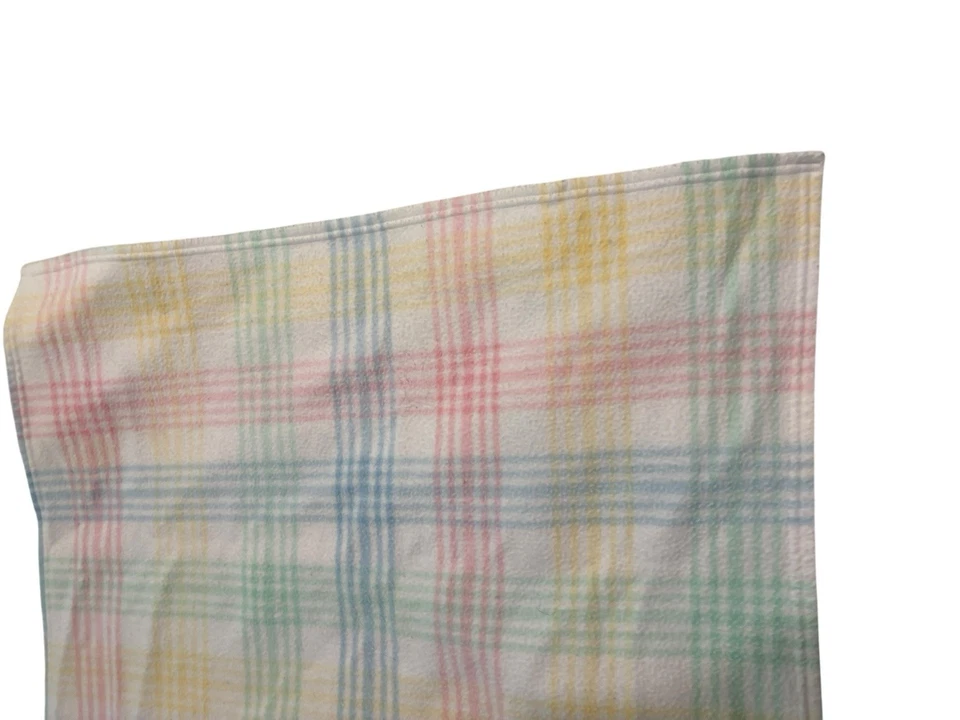 Manta bebé Gerber vintage pastel a cuadros polar rosa azul amarillo verde Foto 3 de 4