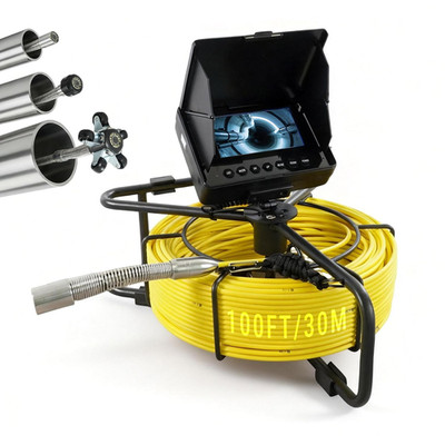 Sewer Camera 100Ft/30M Borescopes Plumbing 4.3'' HD Color Screen Waterproof IP68