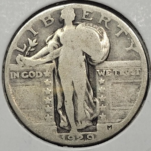 1929 Standing Liberty Quarter Philadelphia Mint 90% Silver 25c coin (Lot 0940)