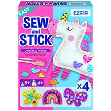 Kids No-Mess Unicorn Sewing Kit - 4 DIY Felt Crafts for Girls Age 4-8