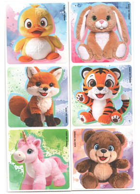 25 Cute Animal Stuffies Stickers, 2.5'' x 2.5'' each, Party Favors