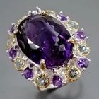 Handmade 24 ct+ Natural Amethyst Ring 925 Sterling Silver Size 8 /R468982