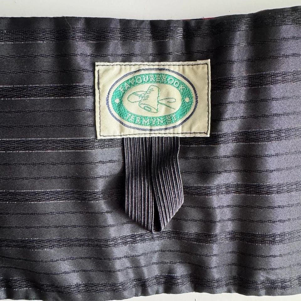 Esmoquin de seda Favourbrook vintage faja azul borgoña a cuadros formal Foto 4 de 4