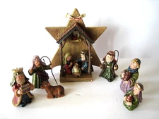Vtg Dicksons  Nativity Set  Manger Mary Joseph Baby Jesus Wise Men Christmas