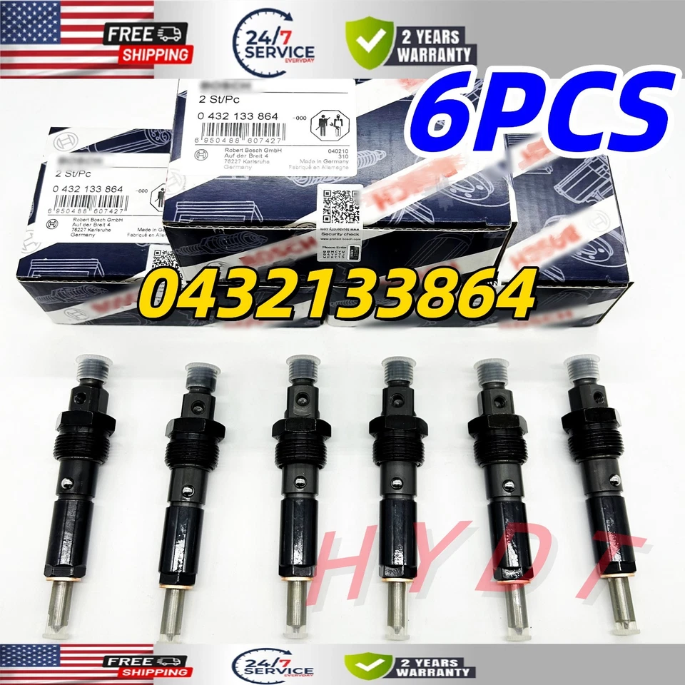 Inyectores de combustible Bosch 6 piezas 50 HP para Dodge Ram 1994-1998 5,9 L diésel Foto 2 de 4