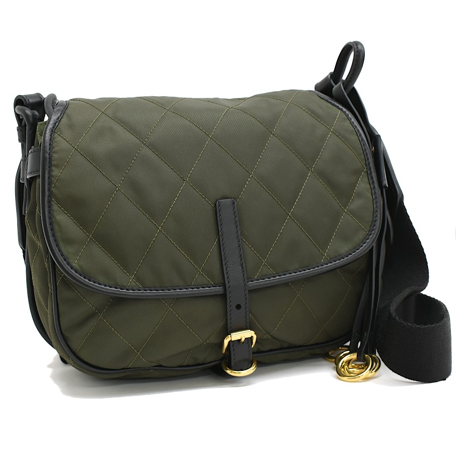 Prada Nylon Khaki Green Crossbody Shoulder Bag 1Bd050
