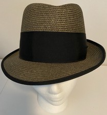 VTG DOBBS 5th Avenue NY  Baskin  Braided Straw Hat Size 7 1/8 Black Ribbon