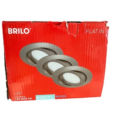 3x Briloner FLAT-IN LED Einbauleuchte Lampe Matt-Nickel Schwenkb 9W 800lm Ø140mm