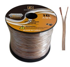 RonDexy RD 16 Gauge AWG 50ft Speaker Wire Cable - OFC Clear Use for Car Speak...