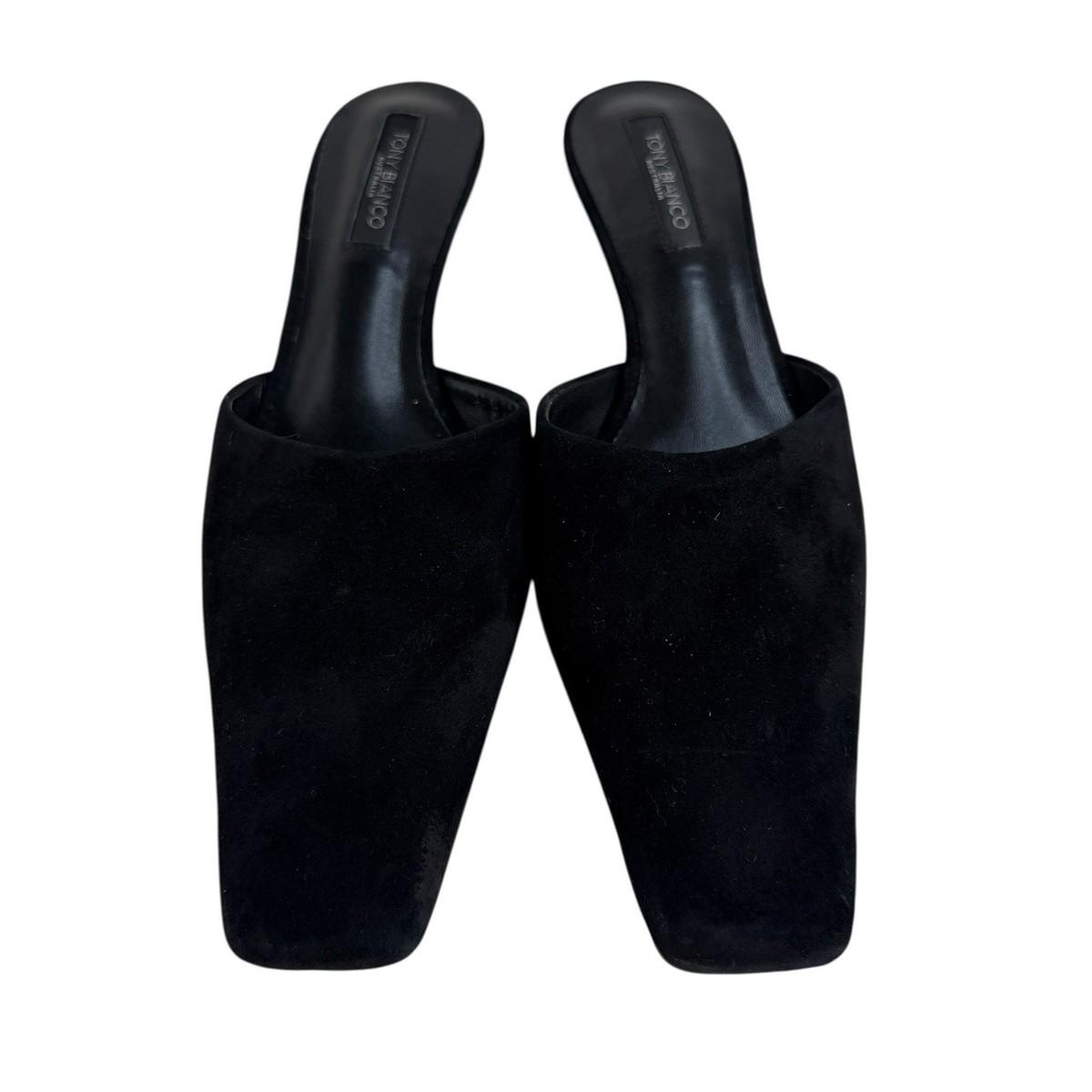 Tony Bianco 7.5 Zubi Black Kitten Heel Square Toe Mule Suede