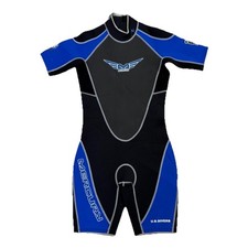 U.S. Divers Mercury 3/2 Titanium Shorty Adult Wetsuit Medium Blue Black EUC