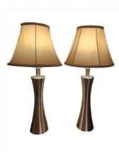  2 360 Lighting Modern Table Lamp brushed nickel metal finish  2 Drum Shades