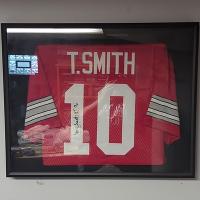 #ad Troy Smith Signed Ohio State Buckeyes #10 Football Jersey Framed $250.00