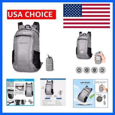 Versatile Gray Daypack - Lightweight Foldable Hiking Backpack for Travel