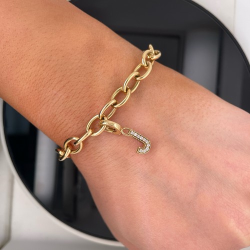 Roberto Coin 18K Yellow Gold Diamond Charm oval Link Bracelet $5060 Retail