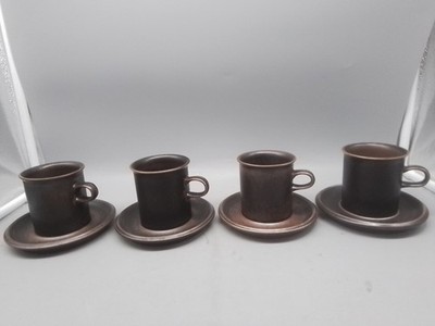 4 Arabia Finland,Kaffeetasse mit Untertasse Ruska Ulla Procope,70er,Vintage