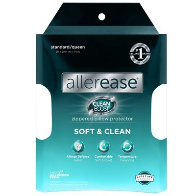 AllerEase CleanBoost Soft & Clean Bed Pillow Protector, Standard/Queen