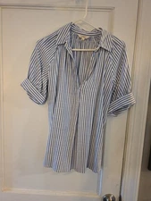 Max Studio London Blue And White Elegant Blouse