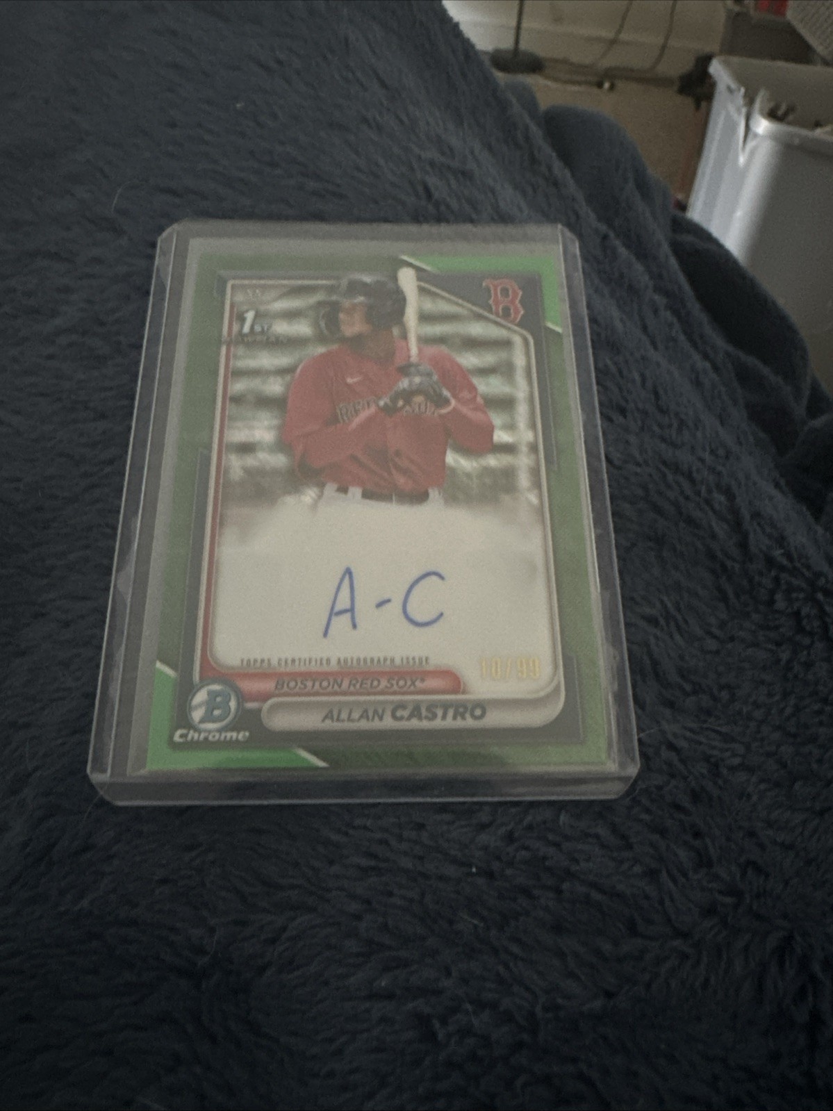 2024 Bowman Chrome Sapphire Allan Castro Green Refractor 1st Auto #/99 Red Sox