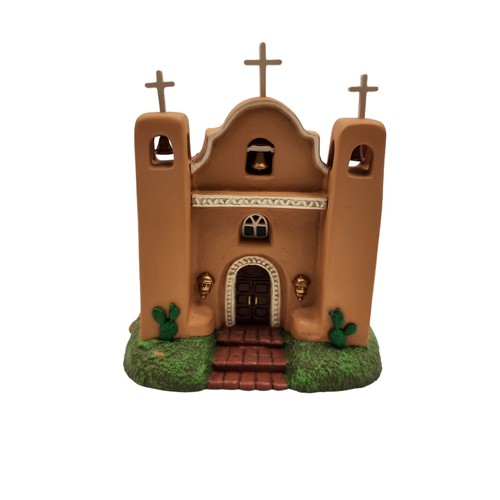 Adorno de recuerdo Hallmark Adobe Iglesia iluminado en caja 2000 - Imagen 5 de 10