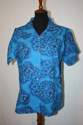 Ten 2 One Gr. XL blau geblümt Hawaii Aloha Hemd Baumwolle Kokos Knöpfe - Bild 1 von 4