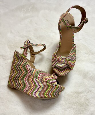 Candies Wedge Sandals Platform Chunky Heel Rainbow Retro Sling Back Women’s 