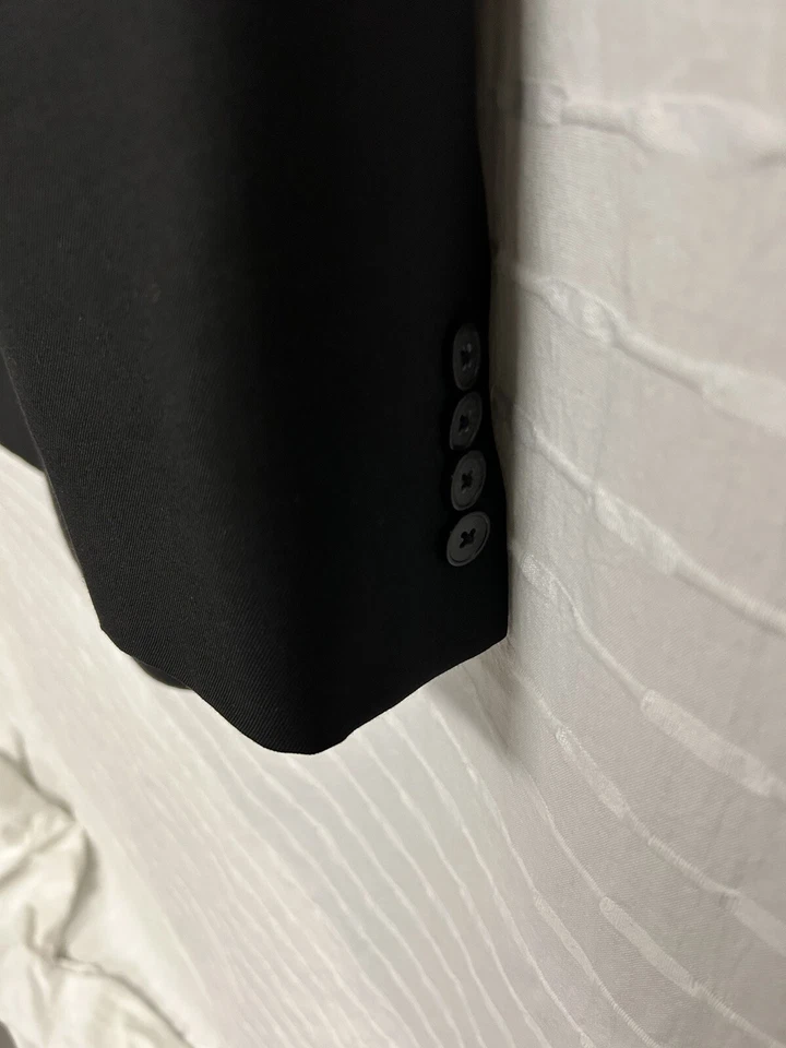 Chaqueta Blazer Tasso Elba Para Hombres 100% Lana Talla 40L Negra Sólida Evento Formal Foto 3 de 4