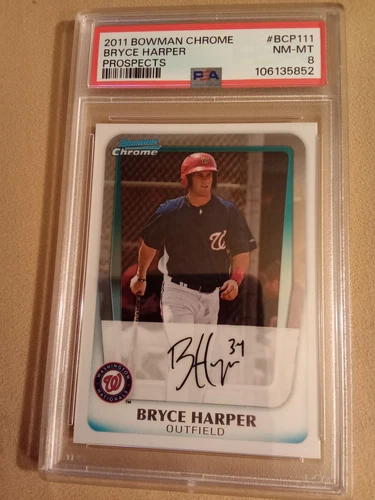 2011 Bowman Chrome Prospects Bryce Harper #BCP111 Graded PSA 8 Rookie Baseball