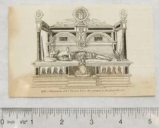 1860s engraving - Monument of Sir Thomas Lucy in Stratford Church