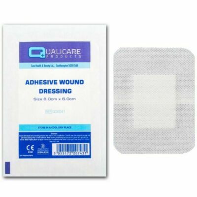 Qualicare steril selbstklebendes Wundverband Pad Patch - Erste Hilfe Schnitte 8 cm, 10 cm