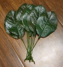 Vintage Millinery Flower Rose Leaf 3" Rich Green Bunch of 12 Unused