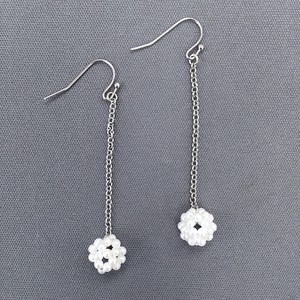 cluster dangle dainty bead pearl earrings drop inspired designer silver