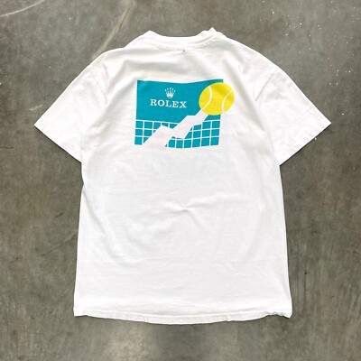 VTG 90s Rolex College Tournament Tennis Graphic T Shirt Logo