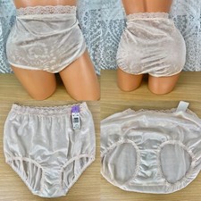 VINTAGE VANITY FAIR GRANNY SHEER MUSHROOM GUSSET PINK NYLON PANTIES sz 8 FLOWERS