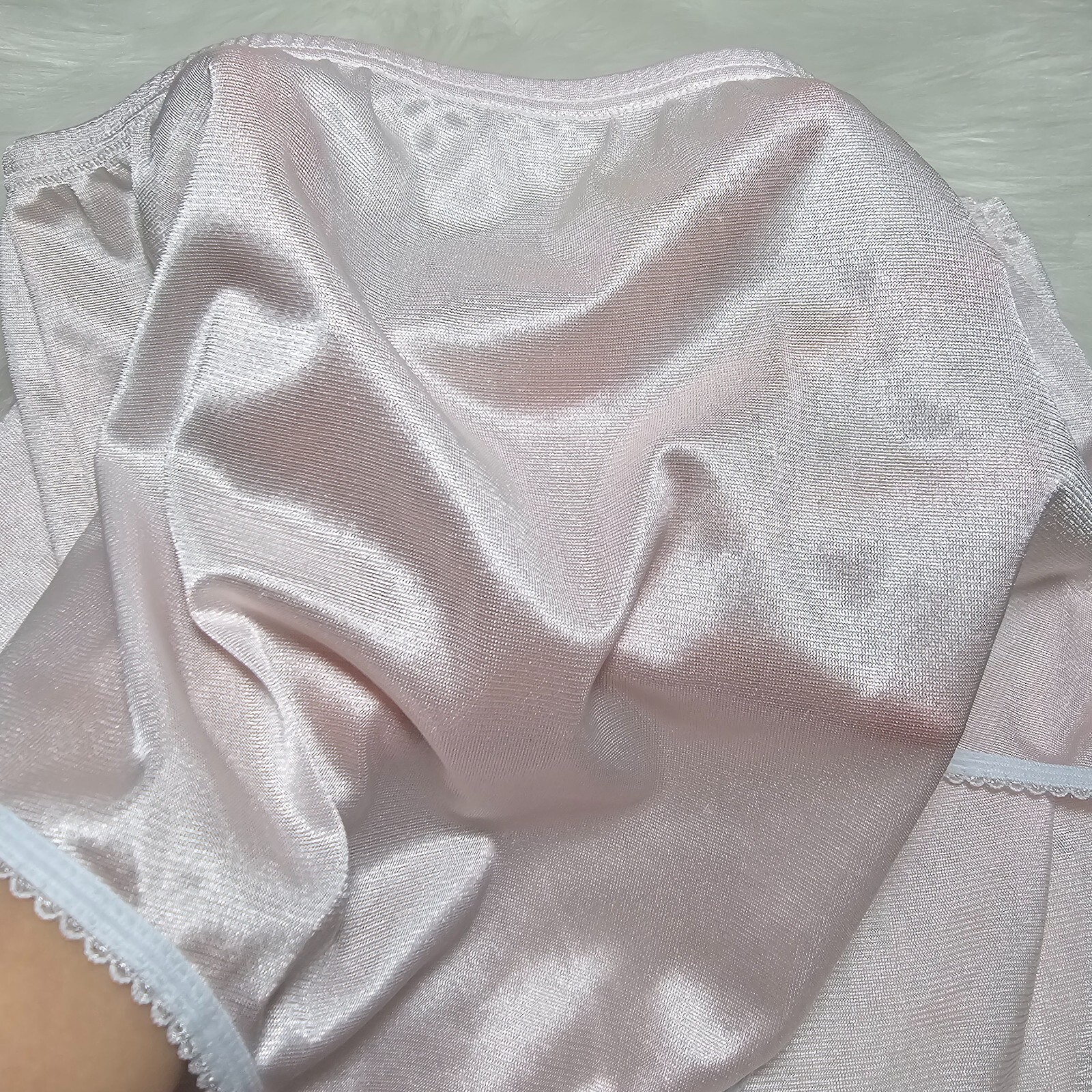 Vintage Slippery Nylon Panty Silky Pink Granny Sheer Gem 