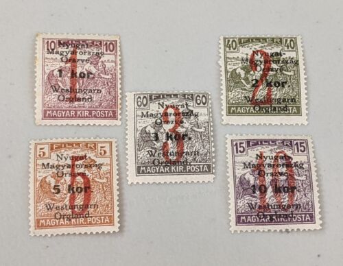 Western Hungary Stamps 1919 Mint Rare Set Uncatalogued MH VF $105+ - Zdjęcie 1 z 6