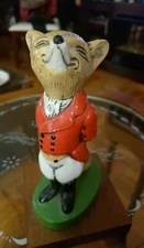 Vintage Scott Products Inc. Collectible Sly Fox statue on Wooden Base~6"Tall