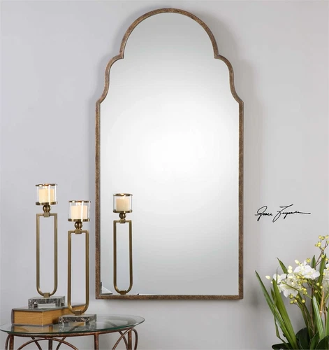 Brayden Tall Arched Mirror Hand Forged Metal Wall Mirror 60" ~ Uttermost 12905 - Picture 3 of 11