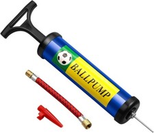 SET POMPA VALVOLA TUBO AGO GONFIATORE MANUALE PER PALLONI DA CALCIO BASKET