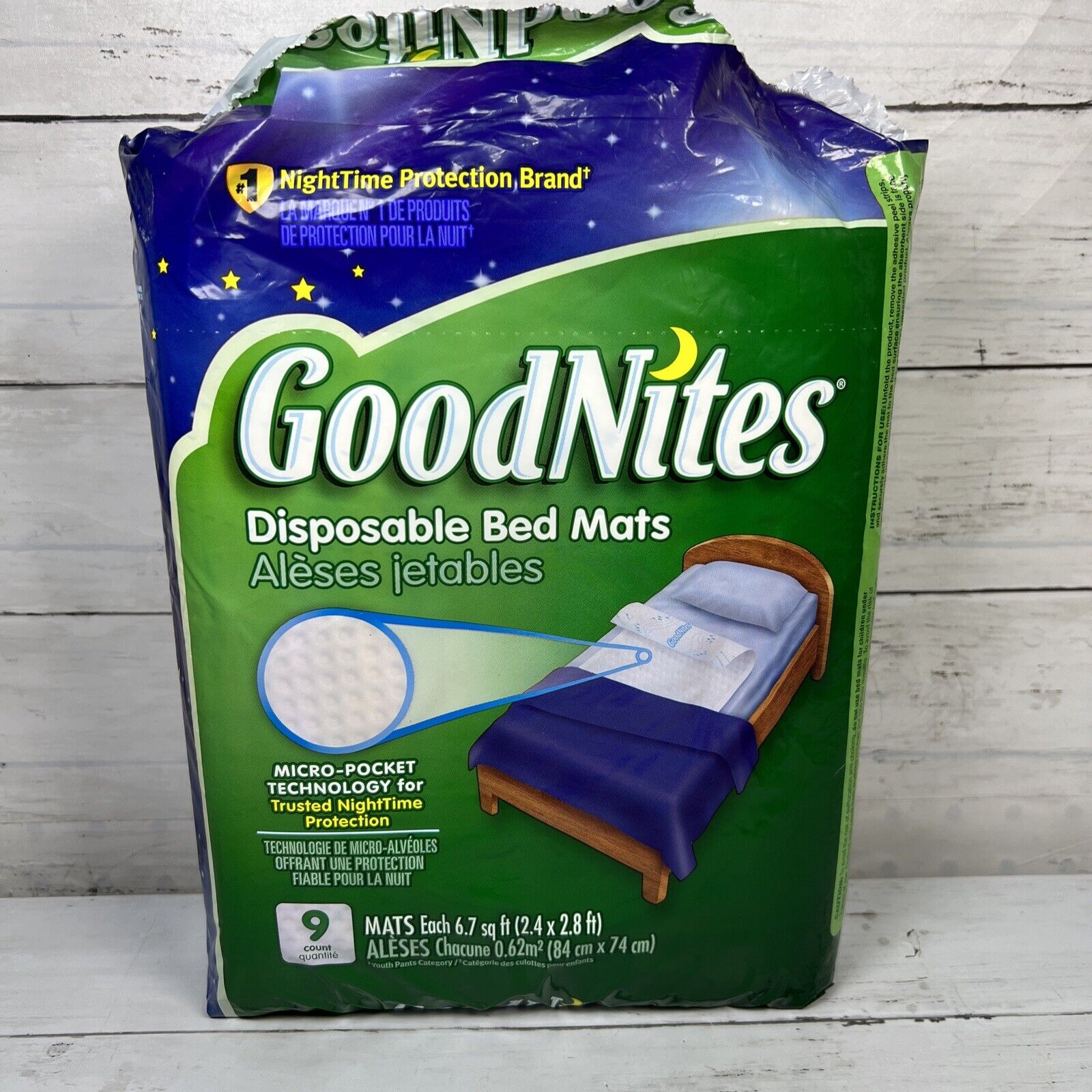 Goodnites Disposable Bed Mats For Bedwetting, Open Pack of 8 Count 2.4 x 2.8 Ft