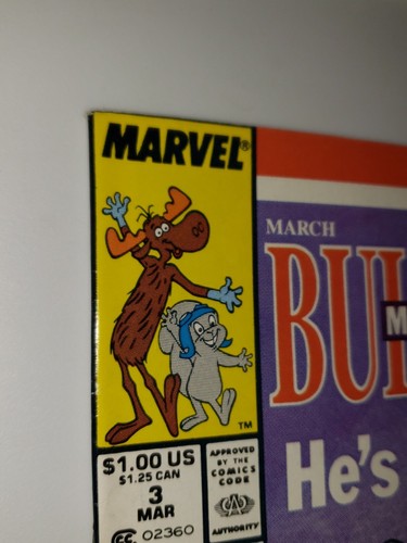 BULLWINKLE AND ROCKY #3 MARCH 1988 Marvel Comic Book - Tear on Back Cover - Picture 4 of 21