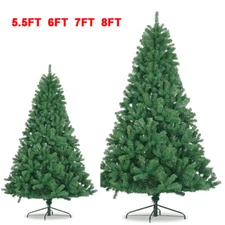 5.5FT 6FT 7FT 8FT Artificial Christmas Tree Xmas Pine Tree Decor & Metal Stand