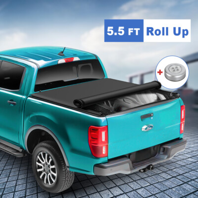 5.5FT Truck Bed Tonneau Cover For 2016-22 Nissan Titan Roll-Up w/Lamp Waterproof