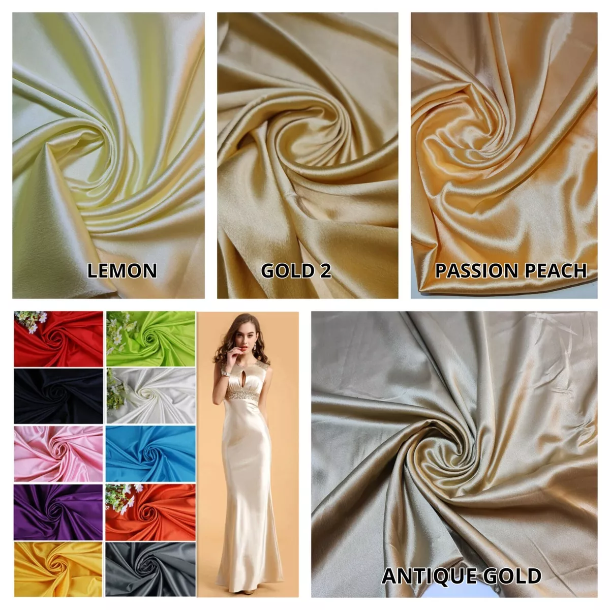 Silky Satin Fabric By Yard, Material for DIY Sewing Craft, Fabric For  Wedding Dress, Party Decor