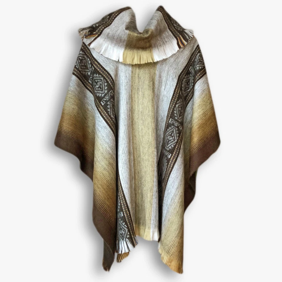 Lightweight BABY ALPACA Wool Collared Poncho Pullover UNISEX Handmade in Ecuador - Image 4 of 4